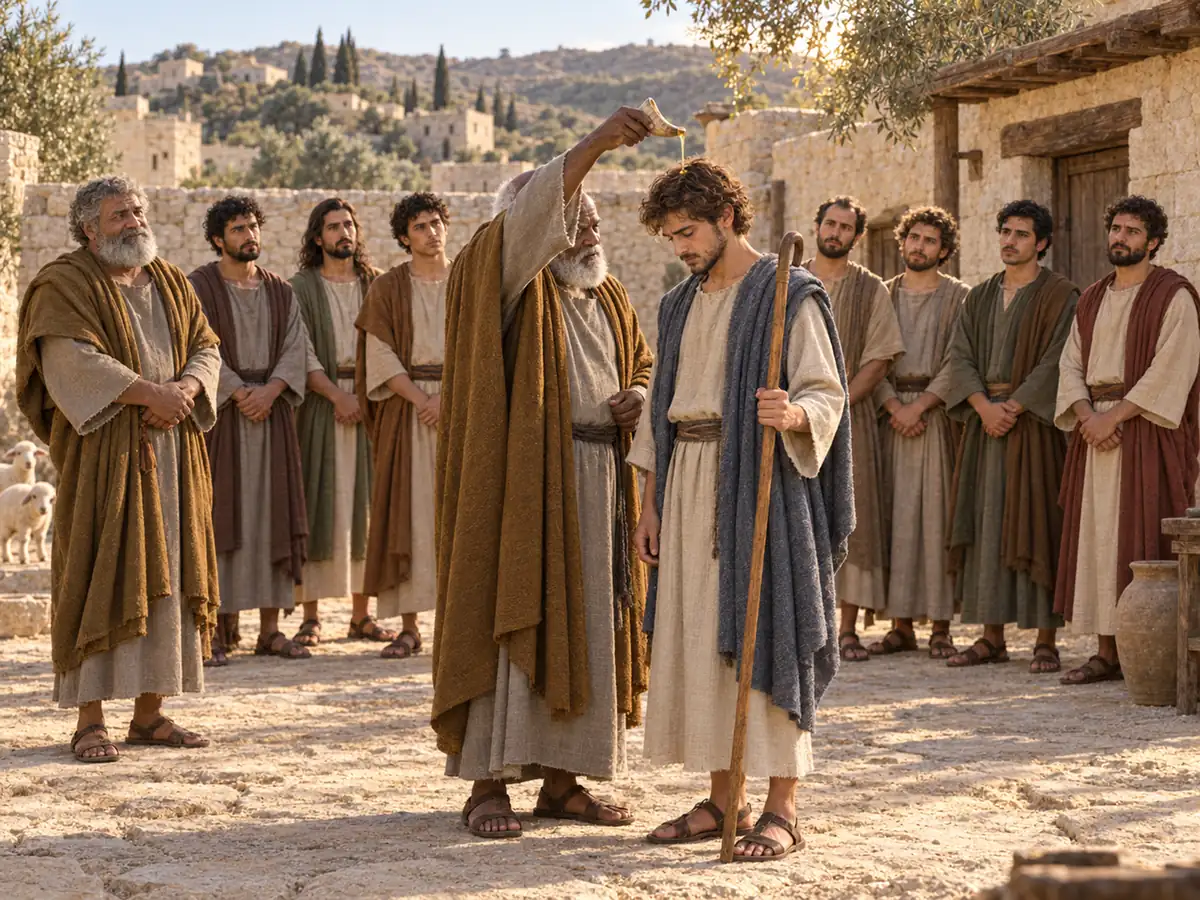Samuel anoints David: an artistic recreation