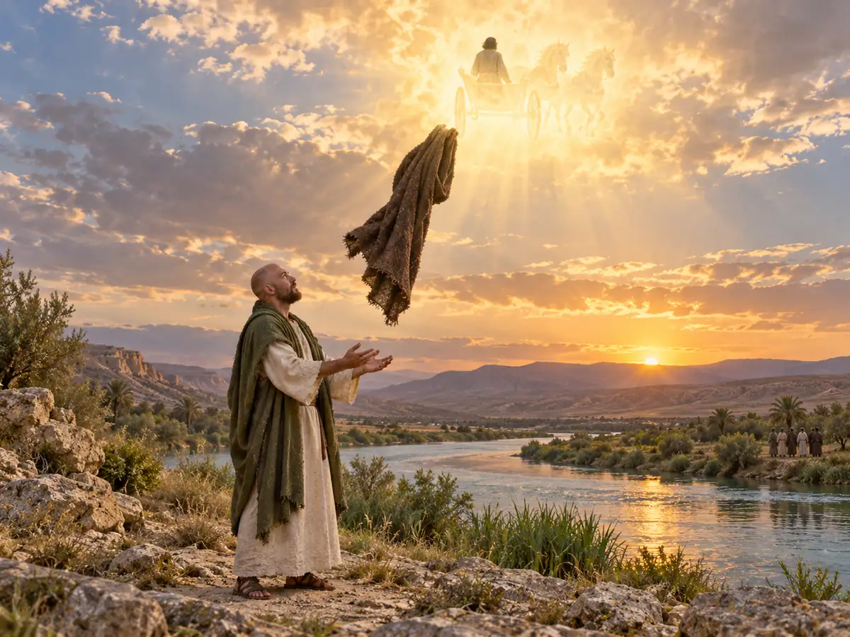 Elijah is taken up to heaven: an artistic recreation