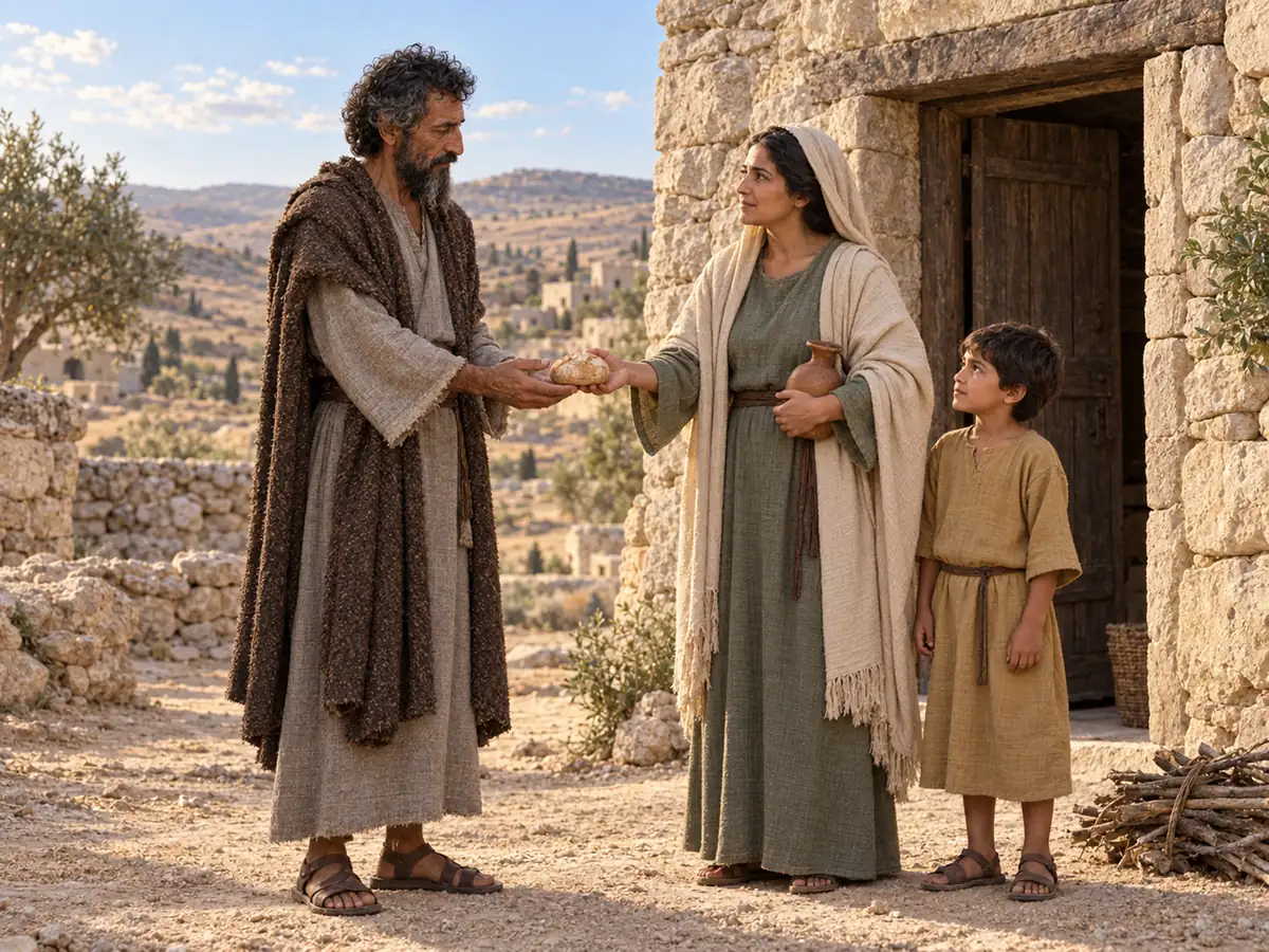 Elijah and the widow of Zarephath: an artistic recreation