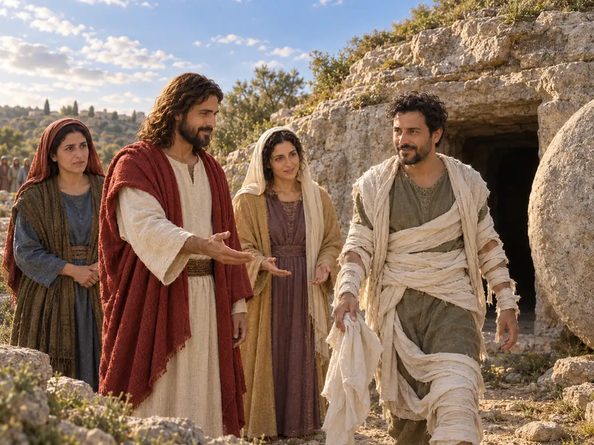Jesus raises Lazarus: an artistic recreation